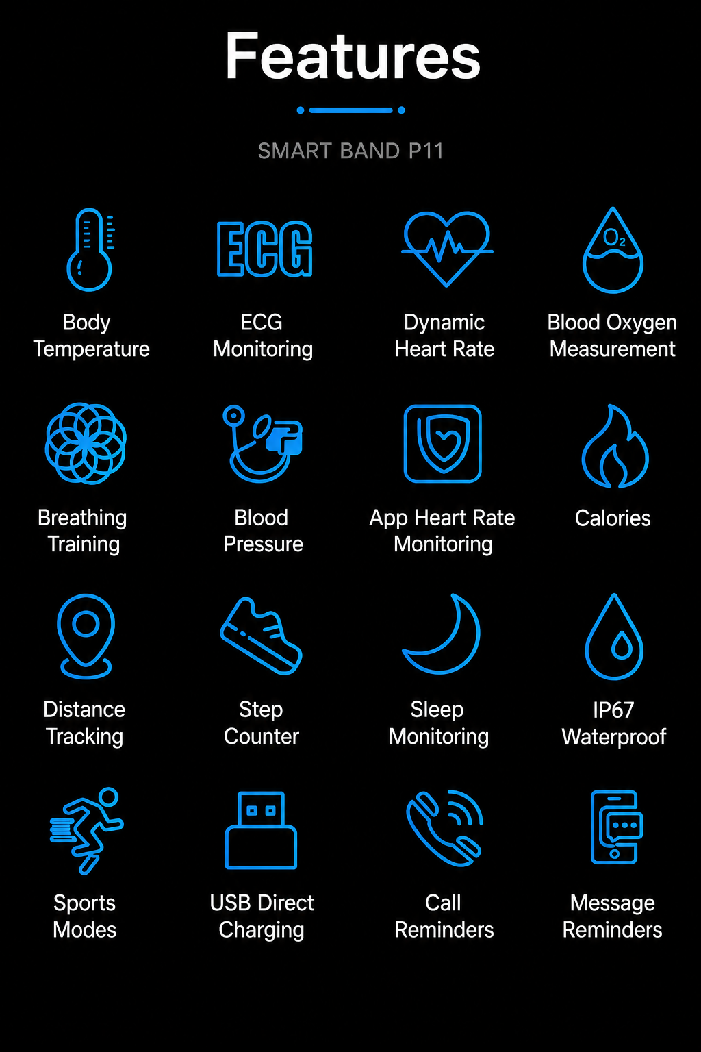 Smartwatch met EKG-meting, Bloeddruk en Slaaptracking – Gezondheidsmonitor voor Dagelijks Gebruik en Training | Sulvida