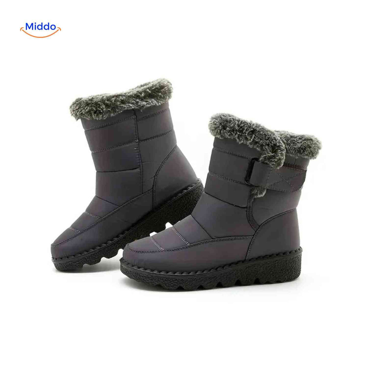 Gevoerde Winterlaarzen Dames Heren Waterdicht Antislip Warm Bont Sneeuwlaarzen Klittenband Winter Outdoor | Sulvida