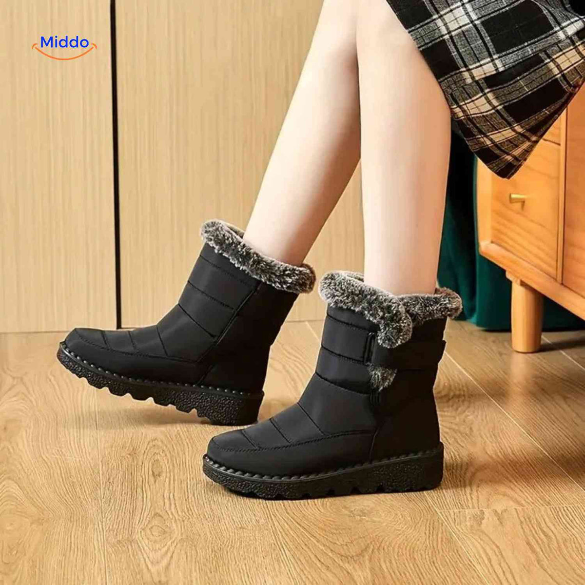 Gevoerde Winterlaarzen Dames Heren Waterdicht Antislip Warm Bont Sneeuwlaarzen Klittenband Winter Outdoor | Sulvida