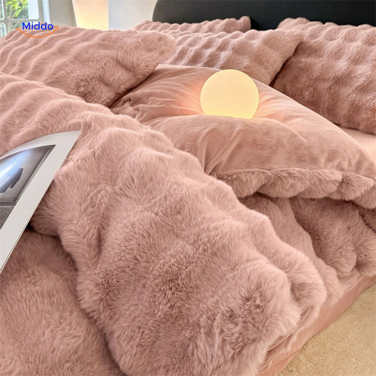 Pluche Dekbedovertrekset 4-Delig Zachte Flanel Beddengoed Warm Comfortabel Dekbedset met Laken en Kussenslopen | Sulvida
