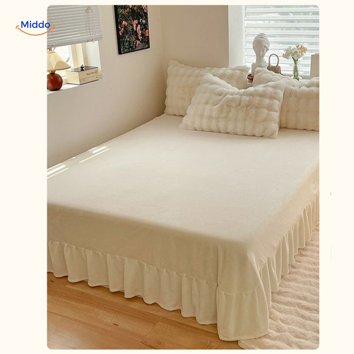 Pluche Dekbedovertrekset 4-Delig Zachte Flanel Beddengoed Warm Comfortabel Dekbedset met Laken en Kussenslopen | Sulvida