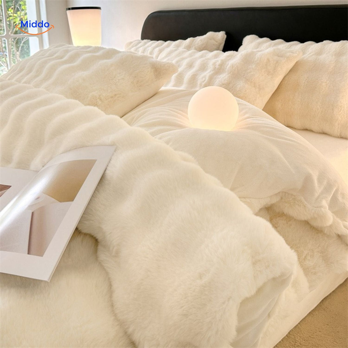 Pluche Dekbedovertrekset 4-Delig Zachte Flanel Beddengoed Warm Comfortabel Dekbedset met Laken en Kussenslopen | Sulvida