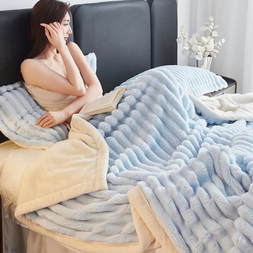 Zachte Fleece Plaid Imitatiebont Dubbelzijdig Warm Deken Woonkamer Slaapkamer Decoratie Luxe Kleed Sofa | Sulvida