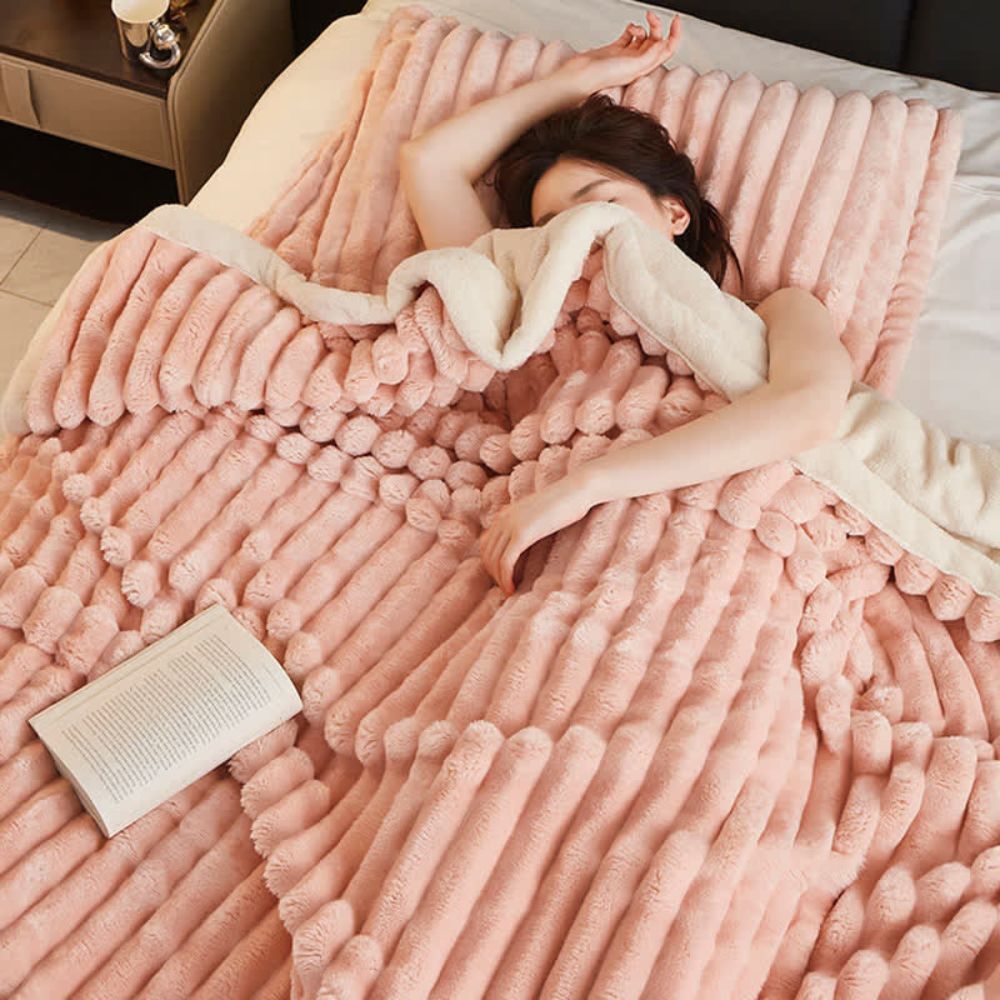 Zachte Fleece Plaid Imitatiebont Dubbelzijdig Warm Deken Woonkamer Slaapkamer Decoratie Luxe Kleed Sofa | Sulvida