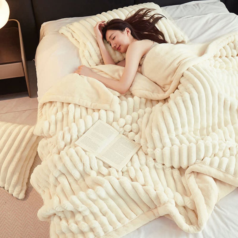 Zachte Fleece Plaid Imitatiebont Dubbelzijdig Warm Deken Woonkamer Slaapkamer Decoratie Luxe Kleed Sofa | Sulvida