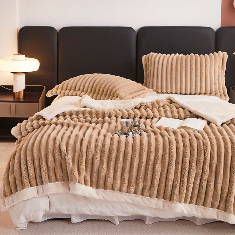 Zachte Fleece Plaid Imitatiebont Dubbelzijdig Warm Deken Woonkamer Slaapkamer Decoratie Luxe Kleed Sofa | Sulvida