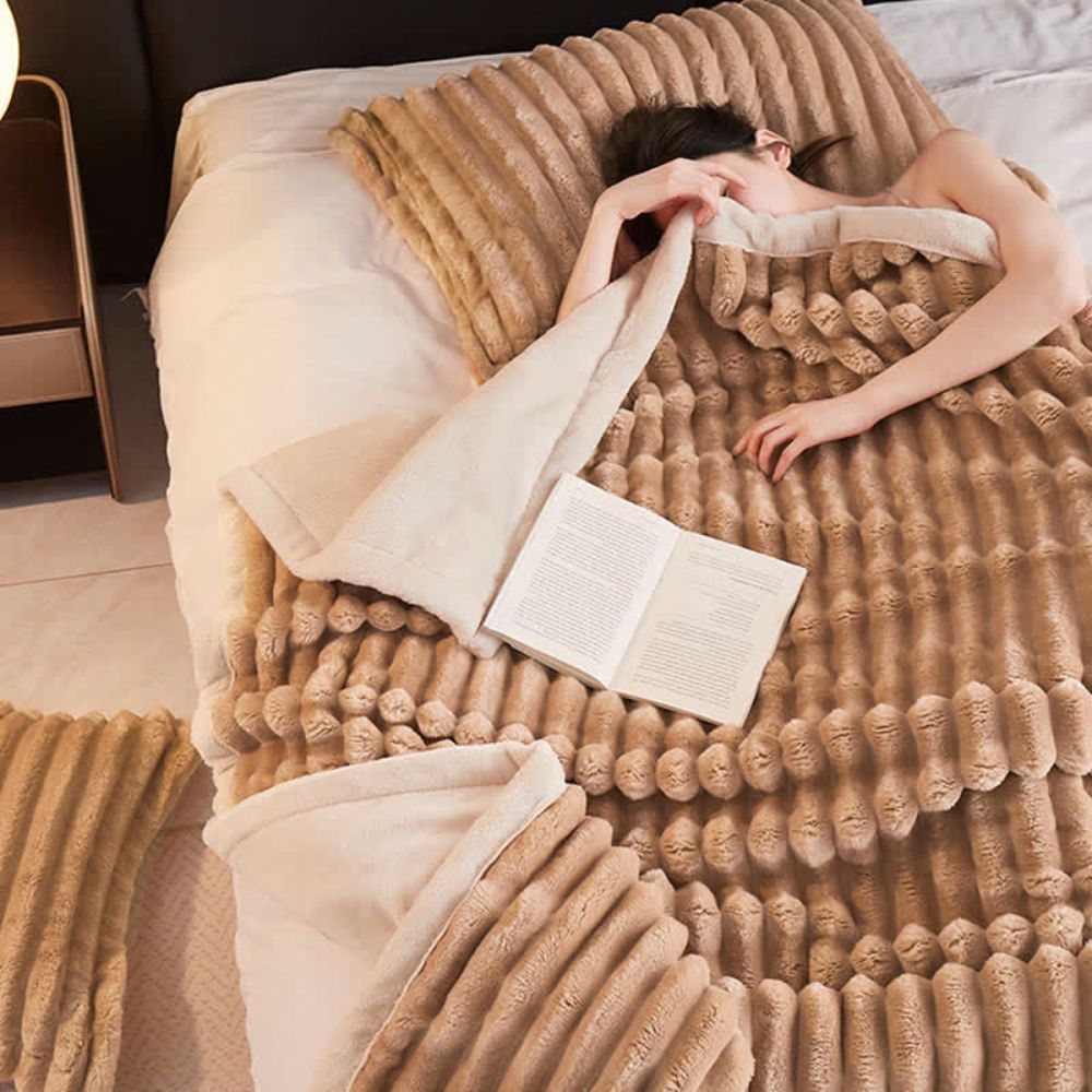 Zachte Fleece Plaid Imitatiebont Dubbelzijdig Warm Deken Woonkamer Slaapkamer Decoratie Luxe Kleed Sofa | Sulvida