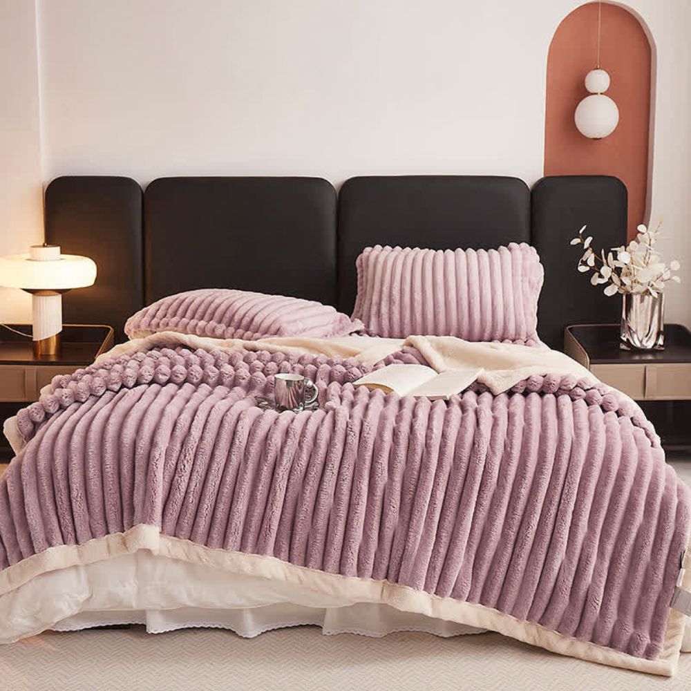 Zachte Fleece Plaid Imitatiebont Dubbelzijdig Warm Deken Woonkamer Slaapkamer Decoratie Luxe Kleed Sofa | Sulvida