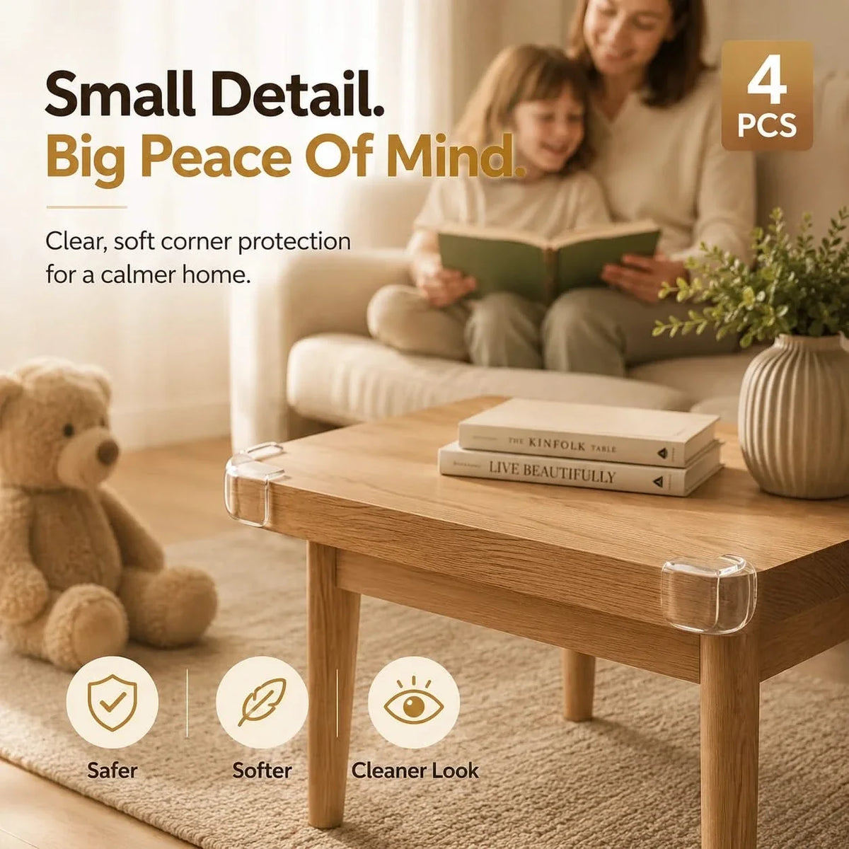Transparante Hoekbeschermers Set van 4 voor Meubels Kinderen Veiligheid Baby Corner Guards Tafel Bescherming | Sulvida