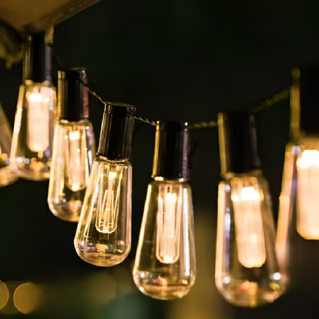 Solar Lichtsnoer voor Buiten 10 m 40 LED's Vintage Sfeerverlichting Waterdicht IP65 Camping Tuin Terras Feest | Sulvida