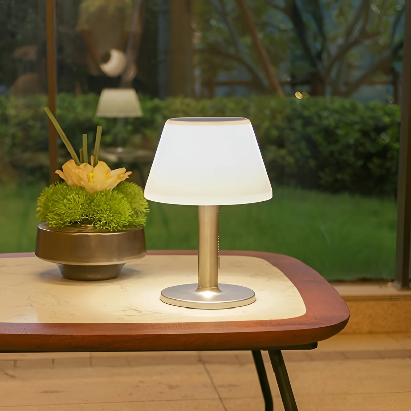 Zonne-energie tafellantaarn voor tuin balkon terras duurzame sfeerverlichting warm wit oplaadbaar LED | Sulvida