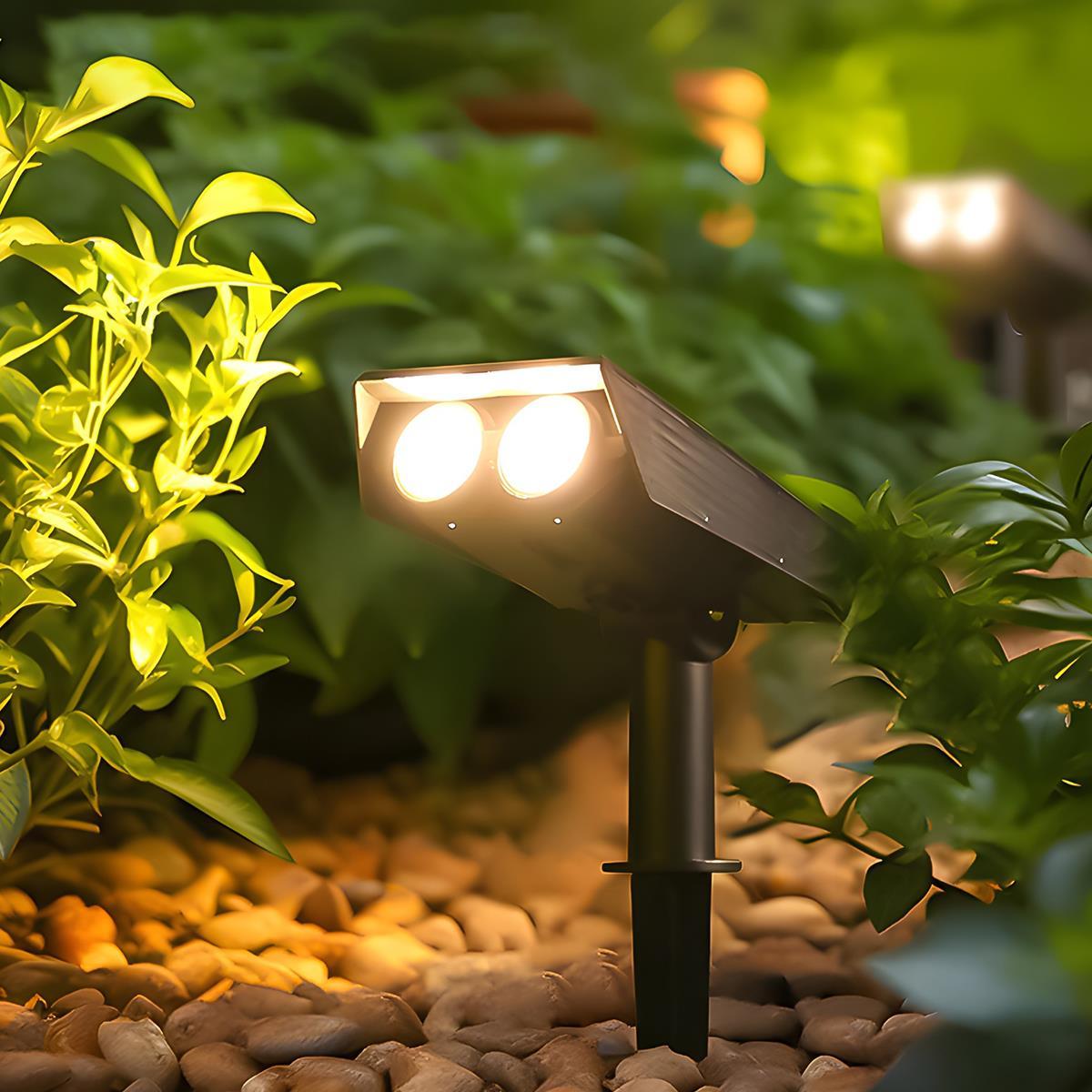 Solaire LED Tuinspot met Verstelbare Zoom IP65 Waterbestendig Warm Wit Energiezuinige Buitenverlichting voor Gazon Borders en Gevel | Sulvida