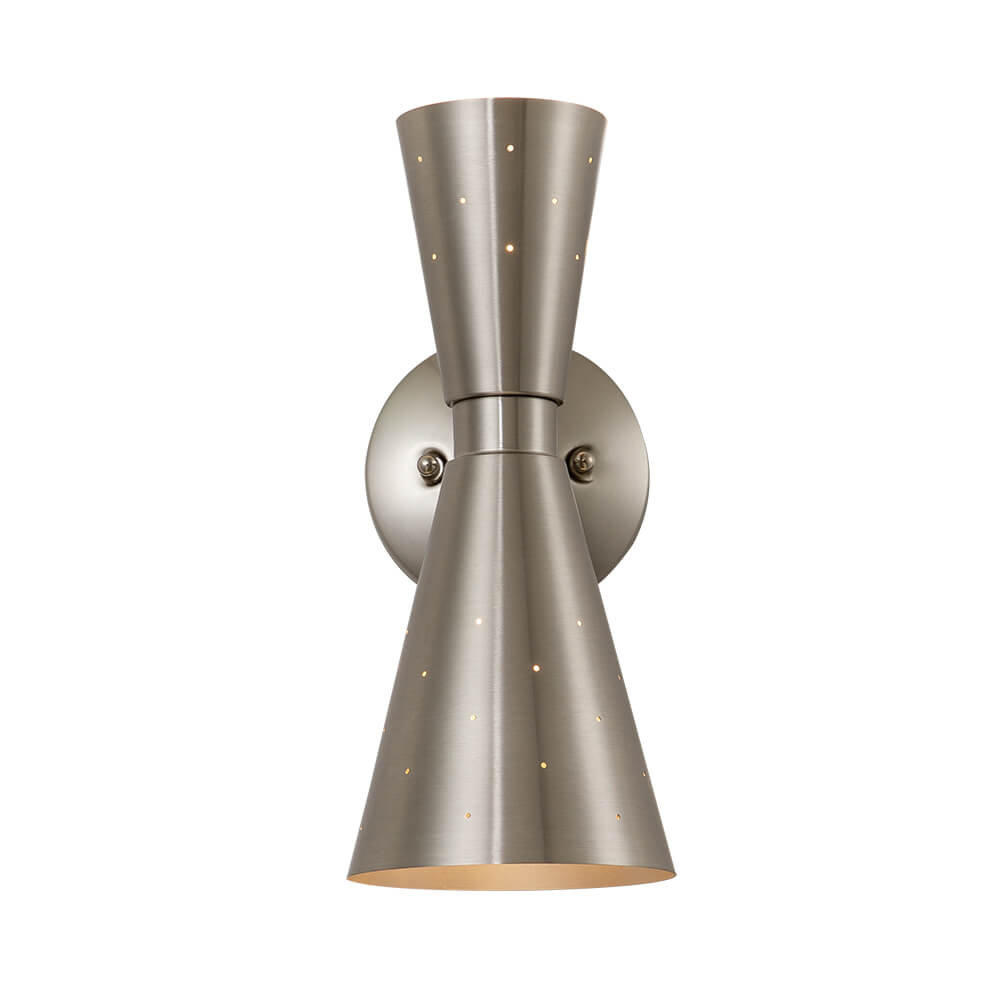 Dubbele Zandloper Wandlamp Metaal Messing Nikkel Modern Geperforeerd Design E12 E14 Fitting 2 Lichtpunten | Sulvida