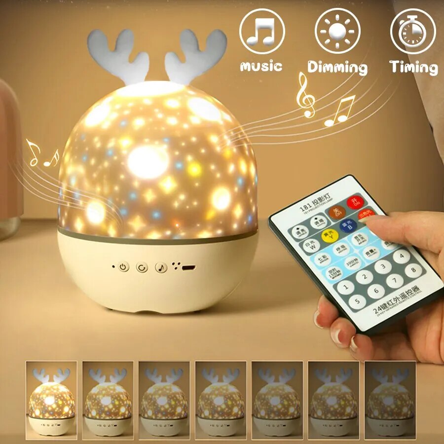 LED Kindernachtlampje Ster Projectie Warm Wit Draaibaar 360° Slaapkamer Nachtlicht USB Oplaadbaar Sterrenhemel | Sulvida