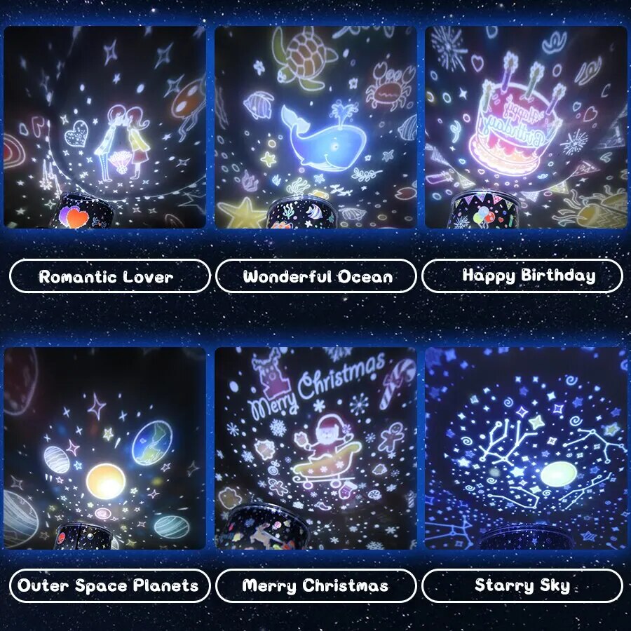 LED Kindernachtlampje Ster Projectie Warm Wit Draaibaar 360° Slaapkamer Nachtlicht USB Oplaadbaar Sterrenhemel | Sulvida