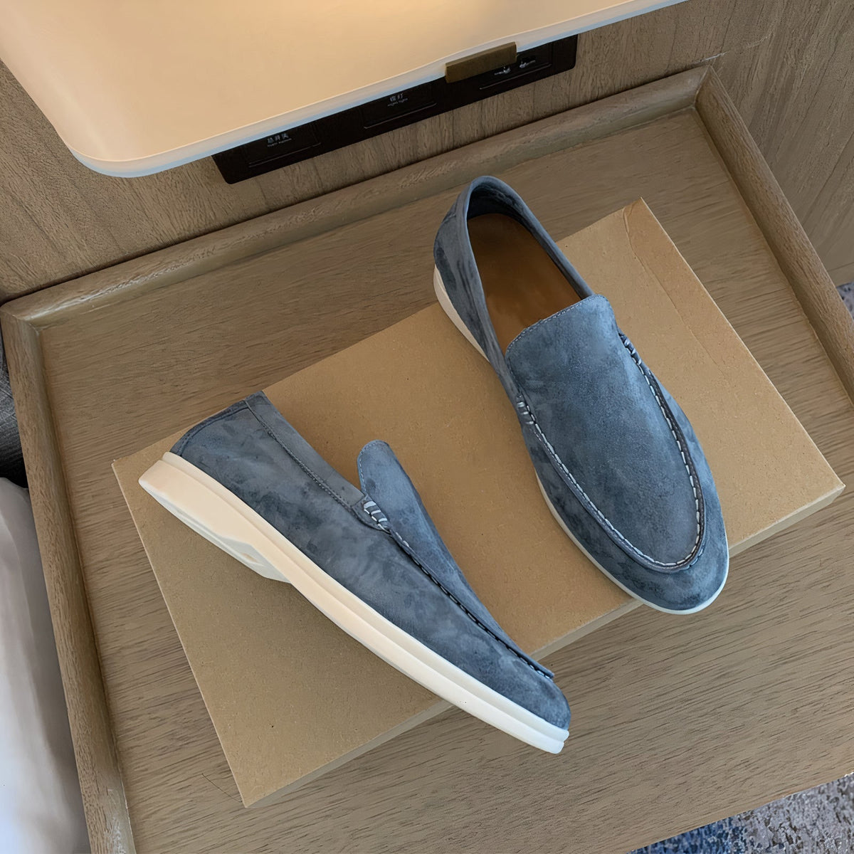 Instappers Leren Loafers Heren Suède Platte Zool Comfort Zakelijk Casual Slip-On Schoenen Beige Bruin | Sulvida