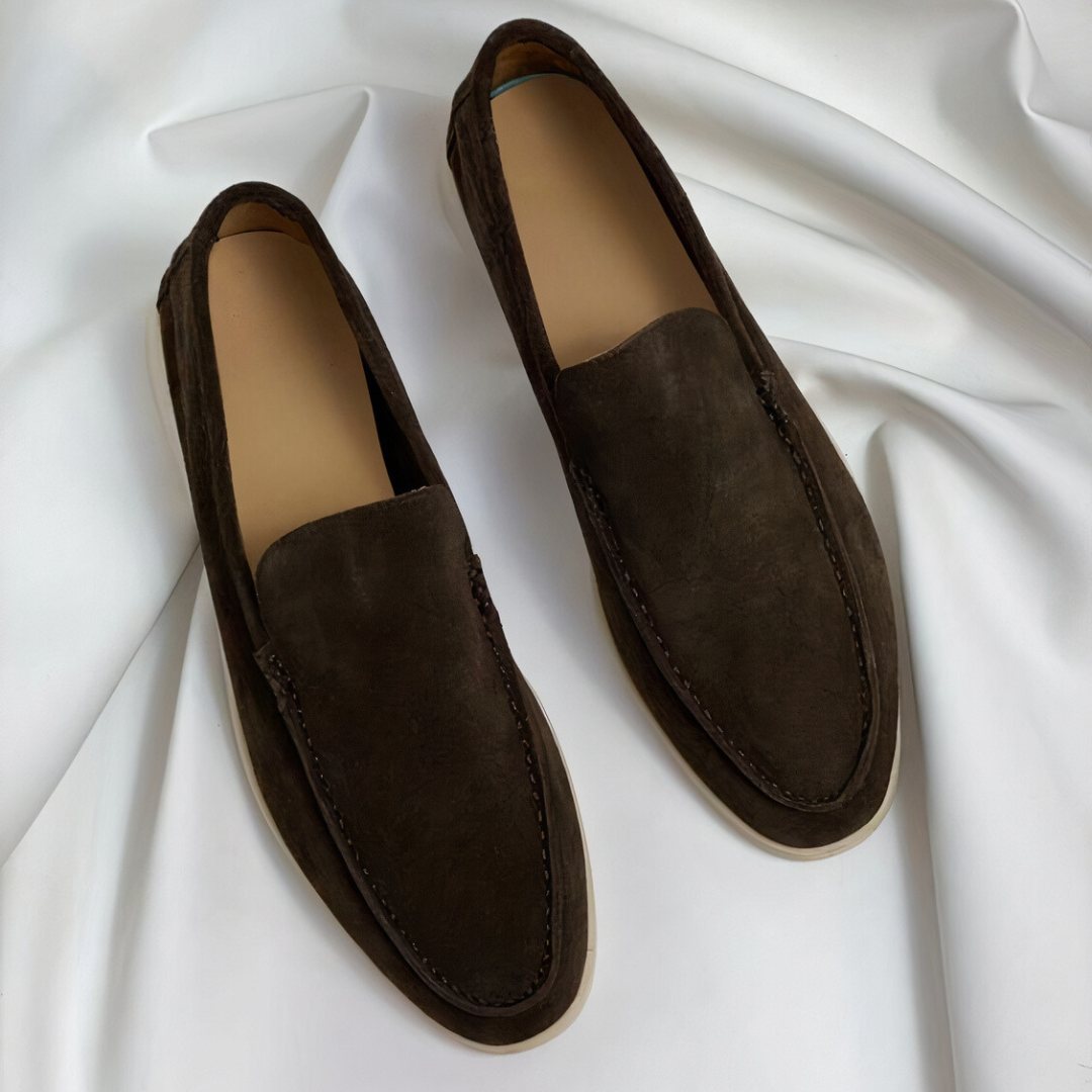 Instappers Leren Loafers Heren Suède Platte Zool Comfort Zakelijk Casual Slip-On Schoenen Beige Bruin | Sulvida