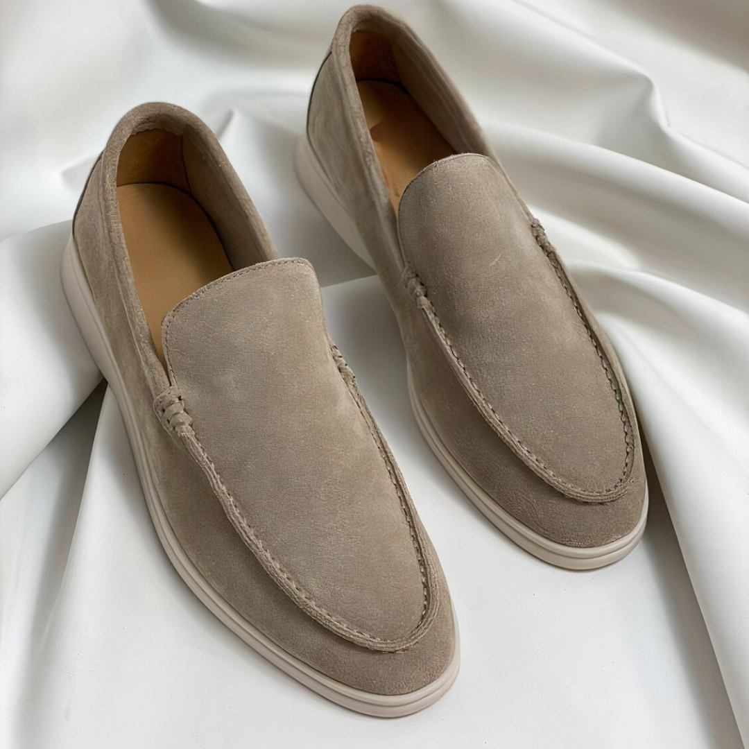Instappers Leren Loafers Heren Suède Platte Zool Comfort Zakelijk Casual Slip-On Schoenen Beige Bruin | Sulvida