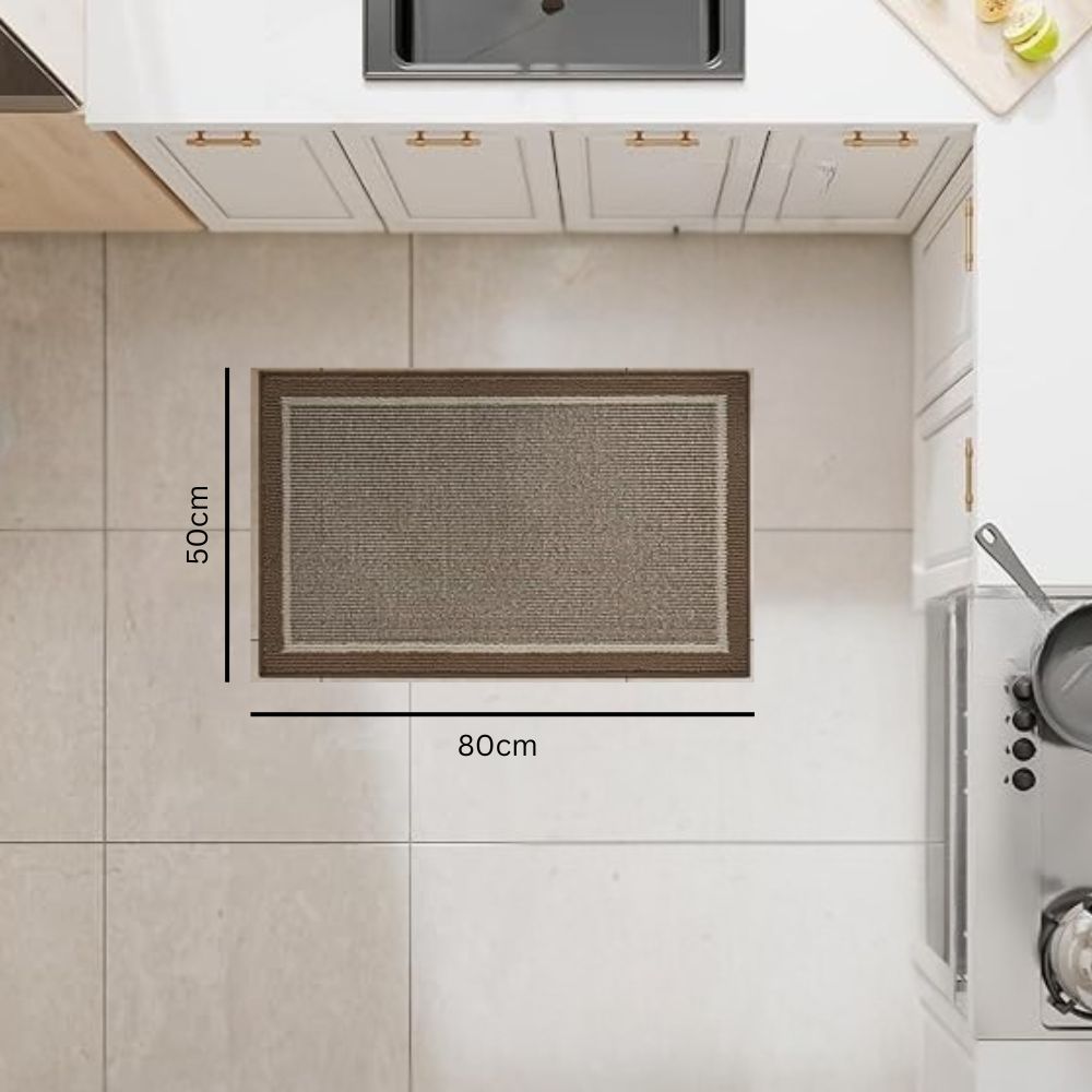Antislip Keukenmat Polypropyleen Gestreept Design Donkergrijs Bruin Beige 50x80 45x120 Wasbaar Duurzaam | Sulvida