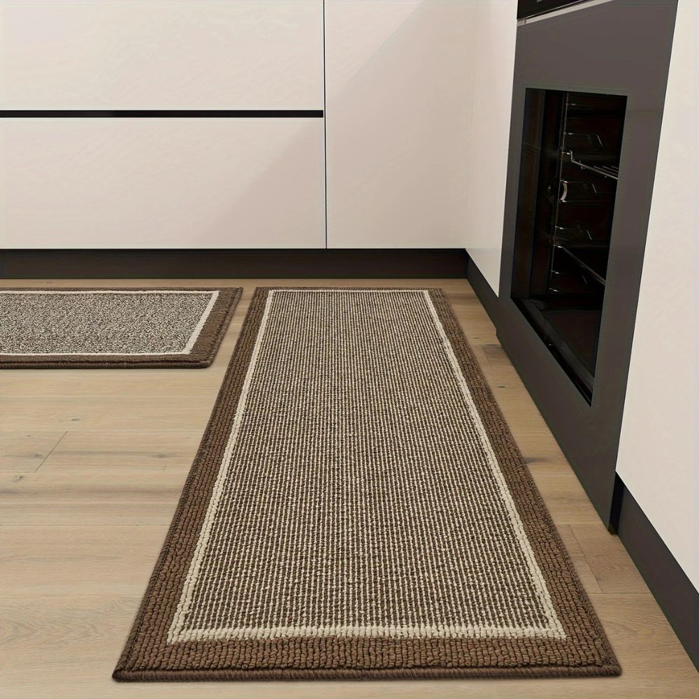 Antislip Keukenmat Polypropyleen Gestreept Design Donkergrijs Bruin Beige 50x80 45x120 Wasbaar Duurzaam | Sulvida