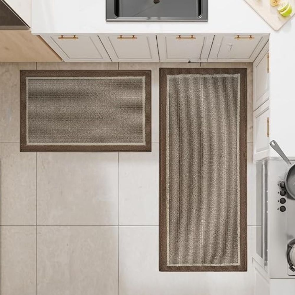 Antislip Keukenmat Polypropyleen Gestreept Design Donkergrijs Bruin Beige 50x80 45x120 Wasbaar Duurzaam | Sulvida