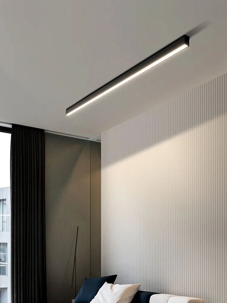 LED plafondlamp aluminium langwerpig Scandinavisch zwart wit goud 60-150 cm woonkamer keuken kantoor | Sulvida