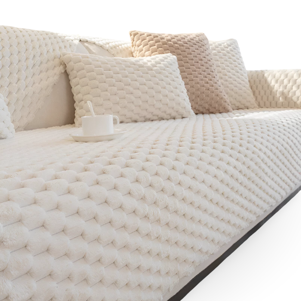 Housse de canapé antidérapante à motif nid d’abeille, crème, beige, grise, verte – Protège-meuble une place, deux places, 1-4 places | Sulvida
