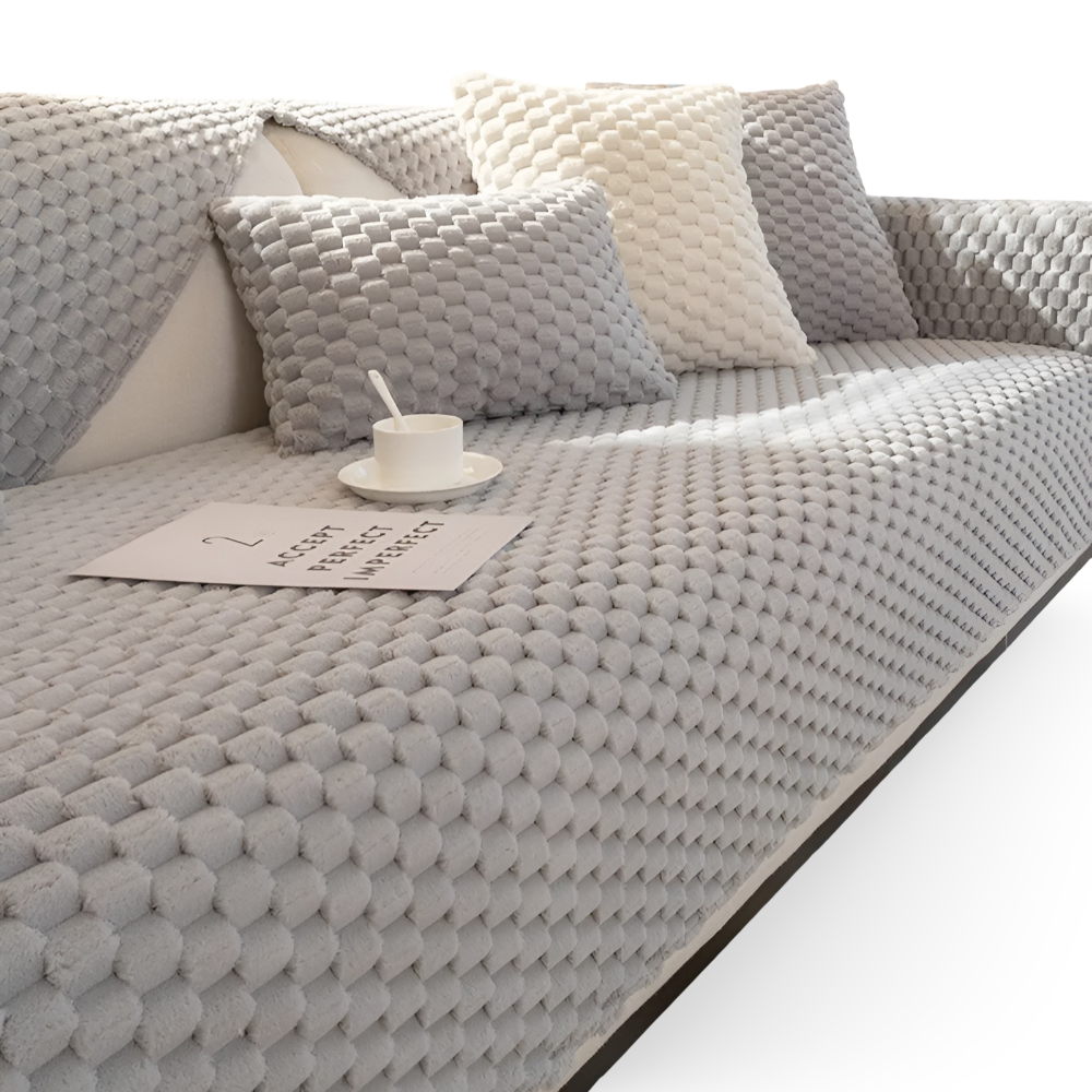 Housse de canapé antidérapante à motif nid d’abeille, crème, beige, grise, verte – Protège-meuble une place, deux places, 1-4 places | Sulvida
