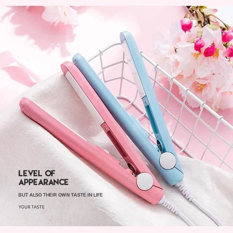 Mini fer à friser compact avec plaques en céramique et tourmaline pour boucler ou lisser les cheveux, coiffage à domicile comme en salon, professionnel | Sulvida