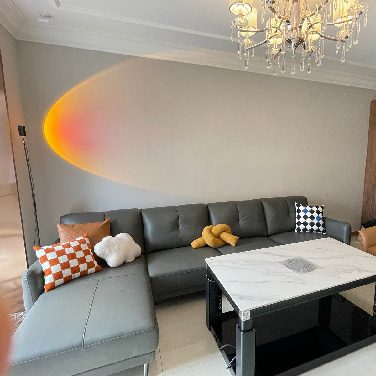 LED Staande Lamp met Halo Projectie Zwart Aluminium 180cm Sfeerverlichting voor Woonkamer Studio Modern Minimalistisch | Sulvida