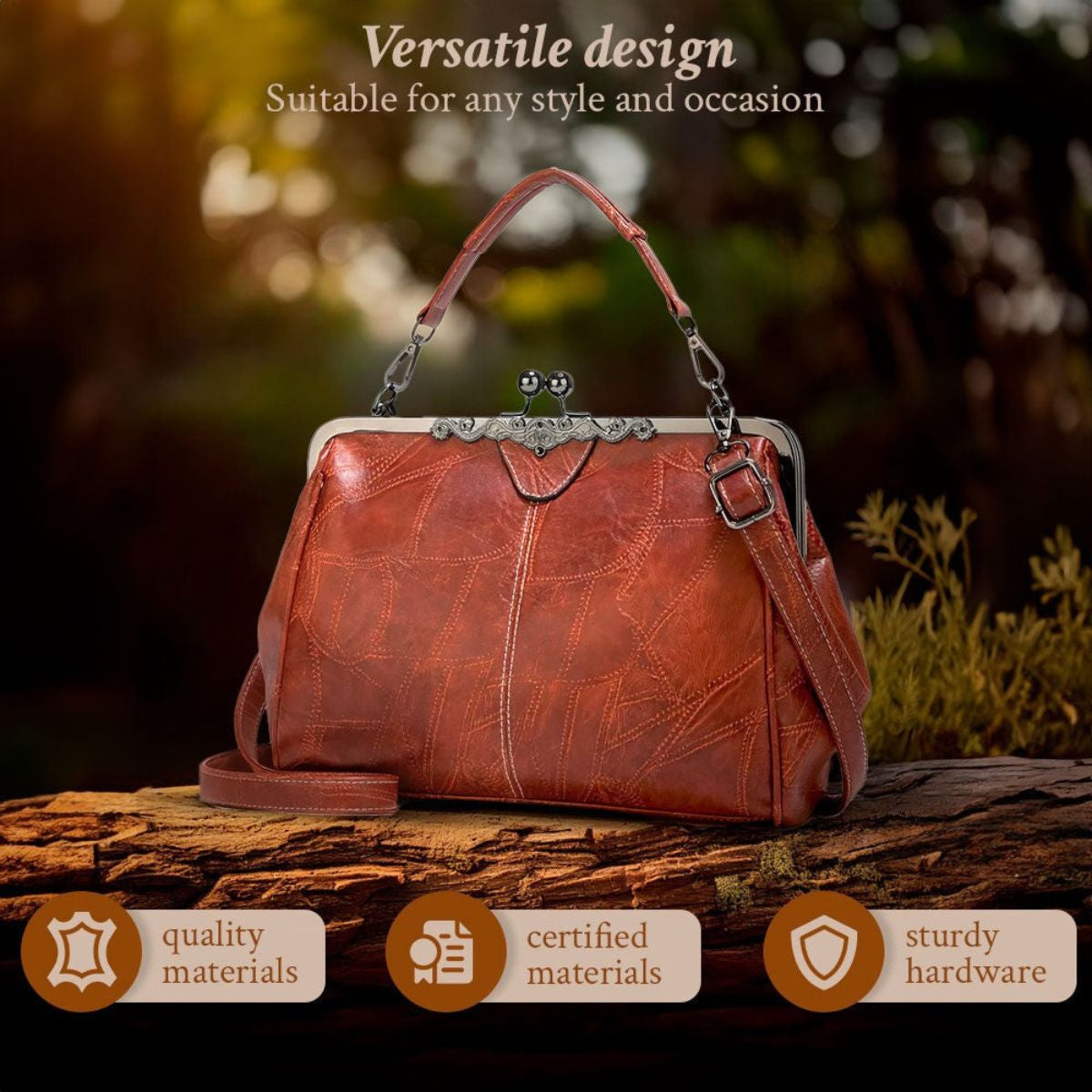 Vintage Handtas met Kliksluiting Retro Schoudertas Elegante Damestas Handgemaakt Stijlvol Accessoire | Sulvida