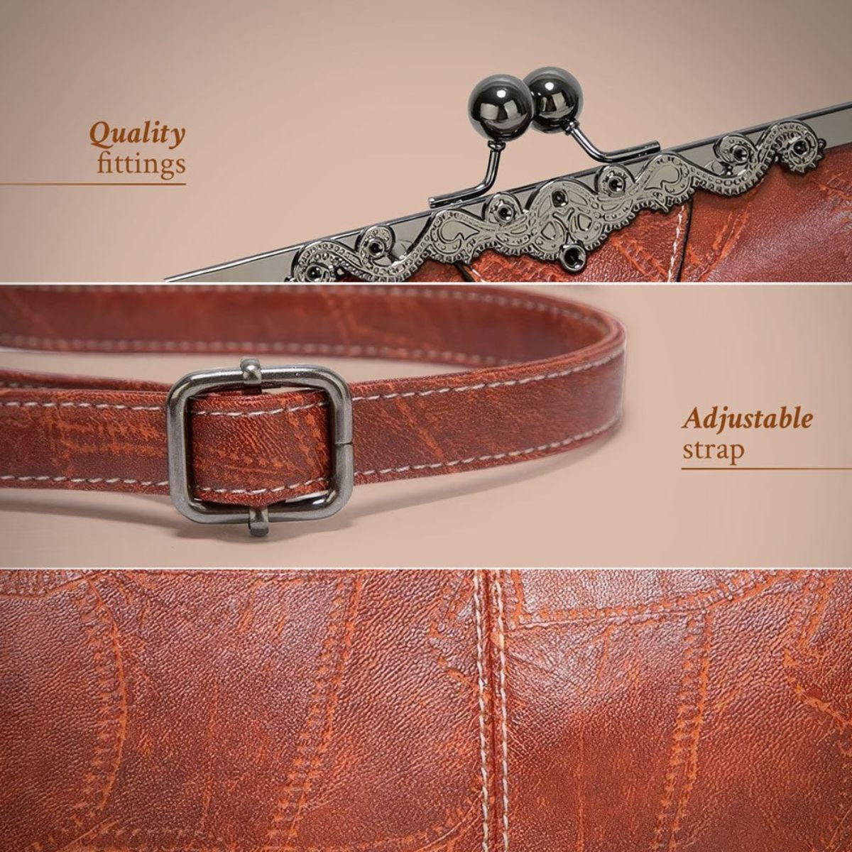 Vintage Handtas met Kliksluiting Retro Schoudertas Elegante Damestas Handgemaakt Stijlvol Accessoire | Sulvida