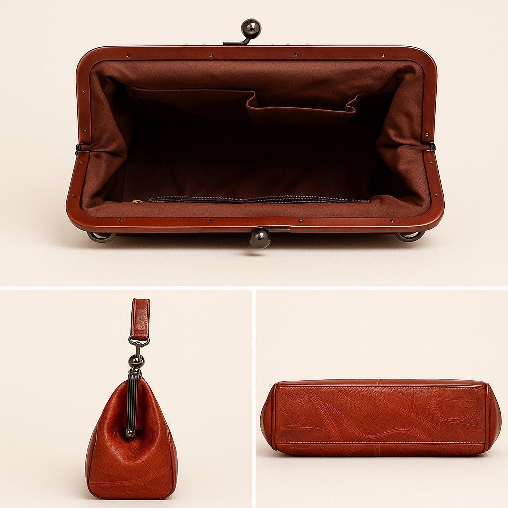 Vintage Handtas met Kliksluiting Retro Schoudertas Elegante Damestas Handgemaakt Stijlvol Accessoire | Sulvida