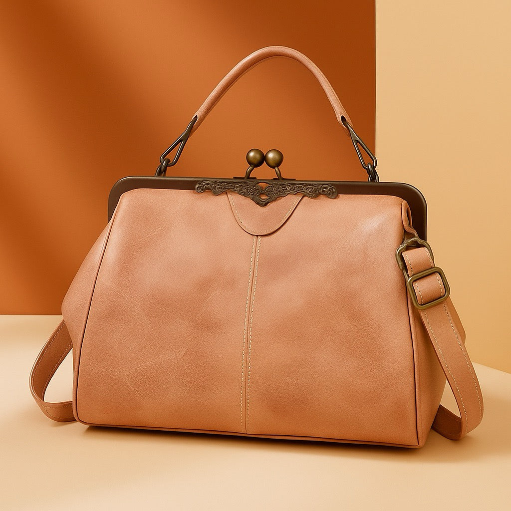 Vintage Handtas met Kliksluiting Retro Schoudertas Elegante Damestas Handgemaakt Stijlvol Accessoire | Sulvida