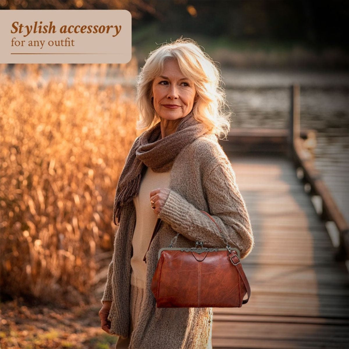 Vintage Handtas met Kliksluiting Retro Schoudertas Elegante Damestas Handgemaakt Stijlvol Accessoire | Sulvida