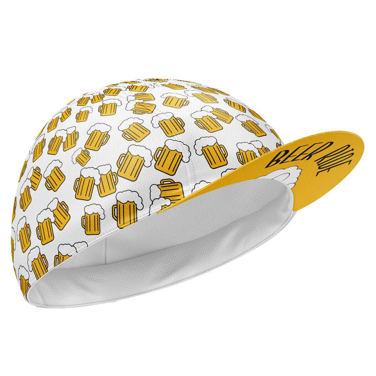 Fietspet met bier-thema grafische print wit pieksontwerp wielrencap sportief hoofddeksel cycling cap unisex | Sulvida