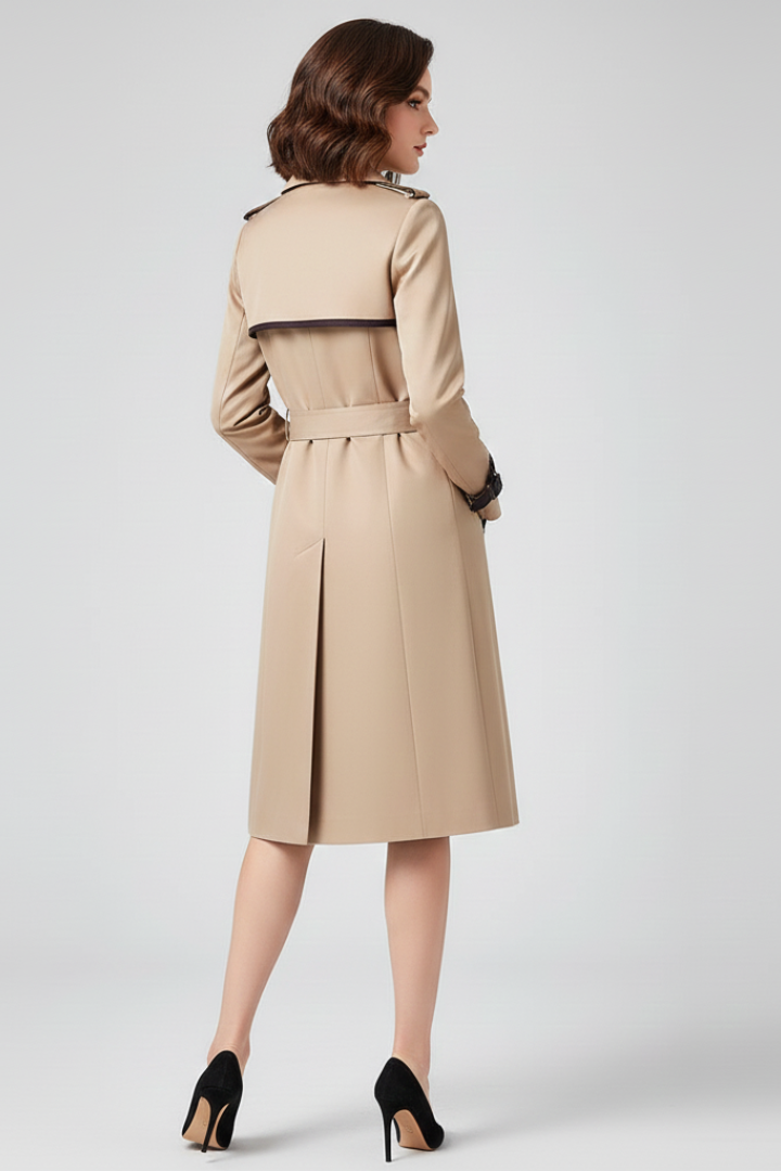 Mantel Dames Knielengte met Structuur Gestructureerde Trenchcoat met Ceintuur Elegant Overgangsjas Dames | Sulvida