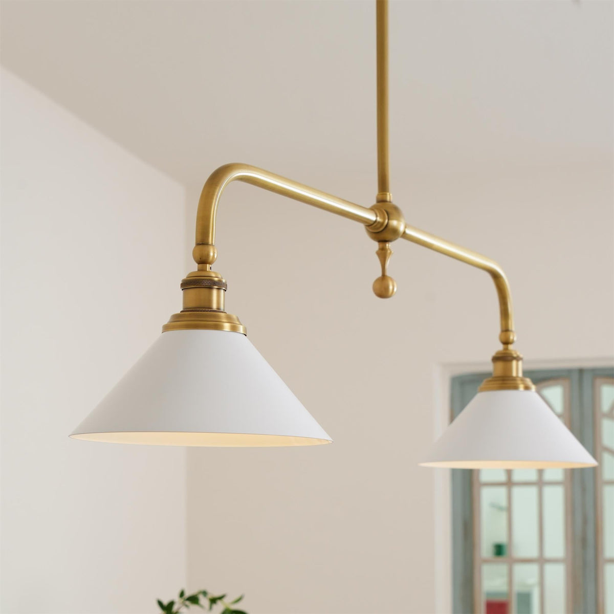 Hanglamp Messing met Conische Kappen 2-Lichts Pendel Eettafel Keukeneiland Plafondverlichting Eetkamer | Sulvida