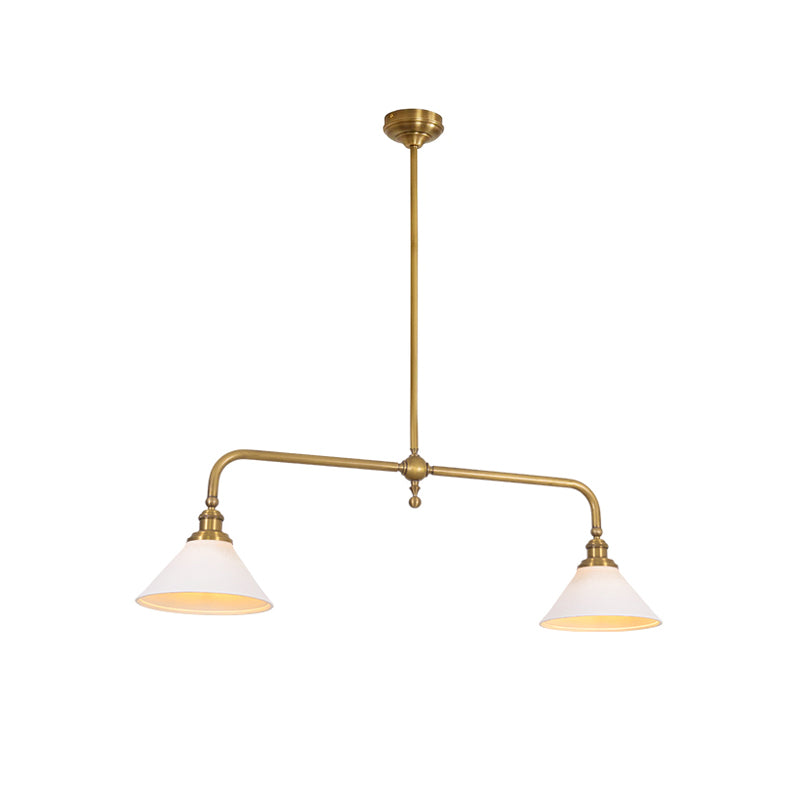 Hanglamp Messing met Conische Kappen 2-Lichts Pendel Eettafel Keukeneiland Plafondverlichting Eetkamer | Sulvida