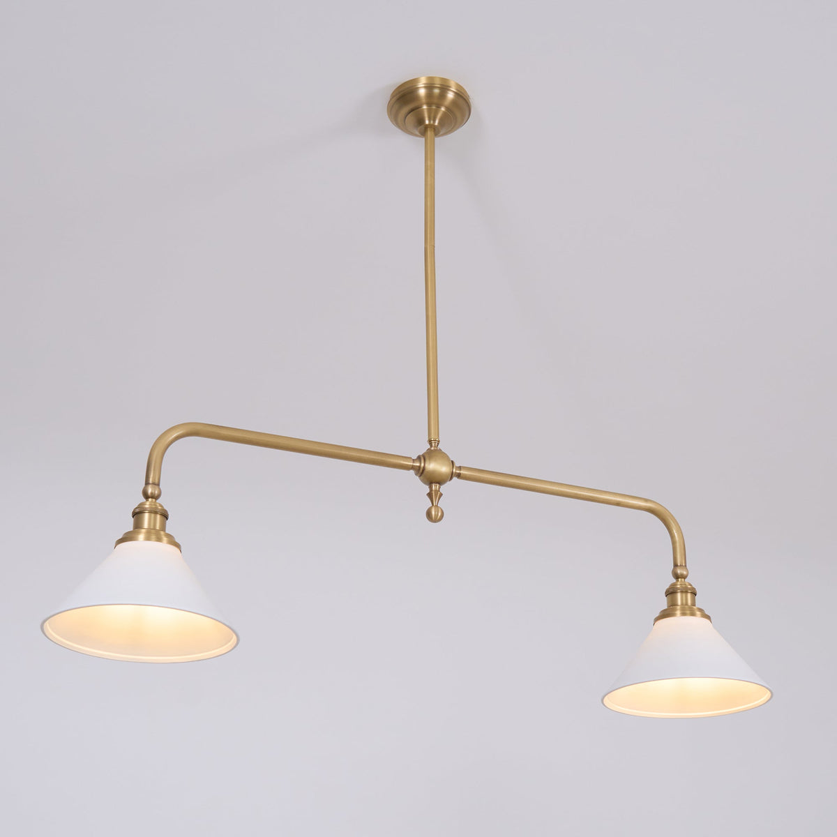 Hanglamp Messing met Conische Kappen 2-Lichts Pendel Eettafel Keukeneiland Plafondverlichting Eetkamer | Sulvida