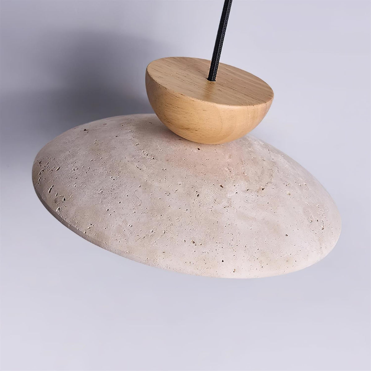 Hanglamp met Travertijn en Hout - Natuurlijke Sfeerverlichting voor Eetkamer Entree Woonkamer en Keuken | Sulvida