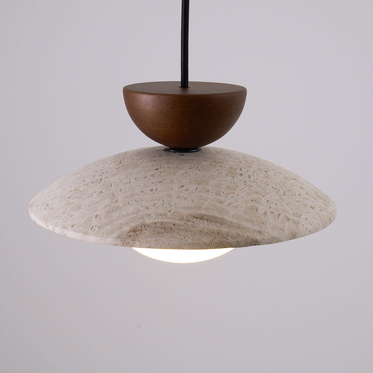 Hanglamp met Travertijn en Hout - Natuurlijke Sfeerverlichting voor Eetkamer Entree Woonkamer en Keuken | Sulvida