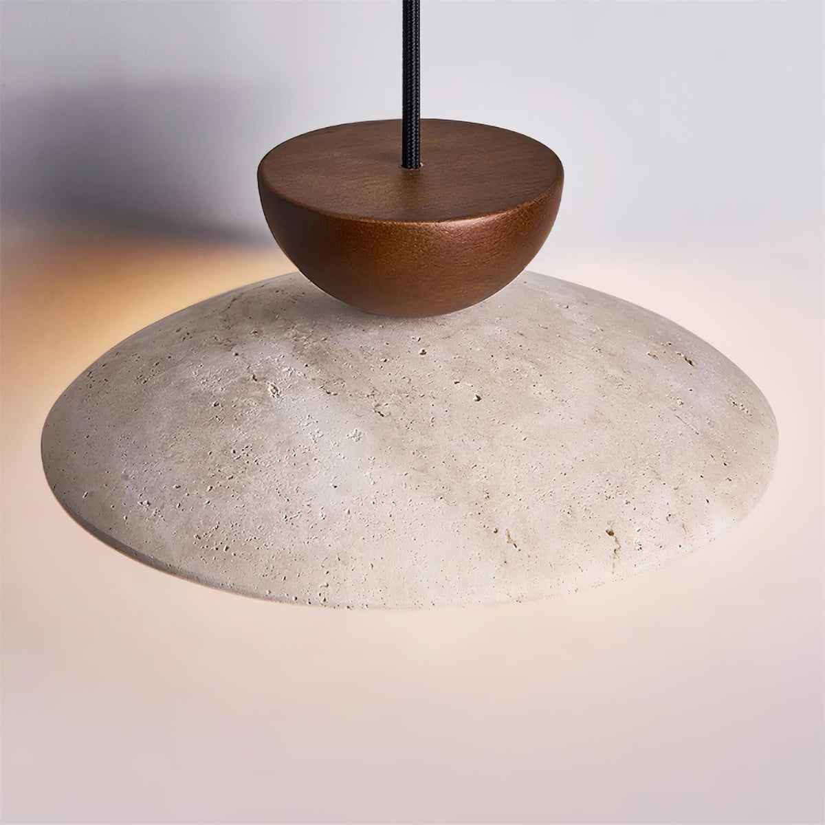 Hanglamp met Travertijn en Hout - Natuurlijke Sfeerverlichting voor Eetkamer Entree Woonkamer en Keuken | Sulvida
