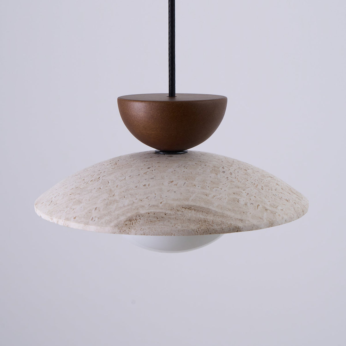 Hanglamp met Travertijn en Hout - Natuurlijke Sfeerverlichting voor Eetkamer Entree Woonkamer en Keuken | Sulvida