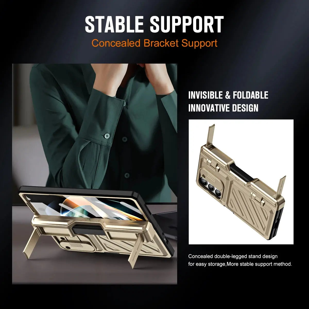 Étui de protection pour téléphone Samsung Galaxy Z Fold 4 et 5 avec support et protecteur d’écran intégral | Sulvida