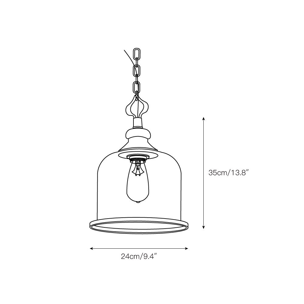 Hanglamp met glazen kap en metalen accenten voor eetkamer keuken hal woonkamer sfeervolle verlichting | Sulvida