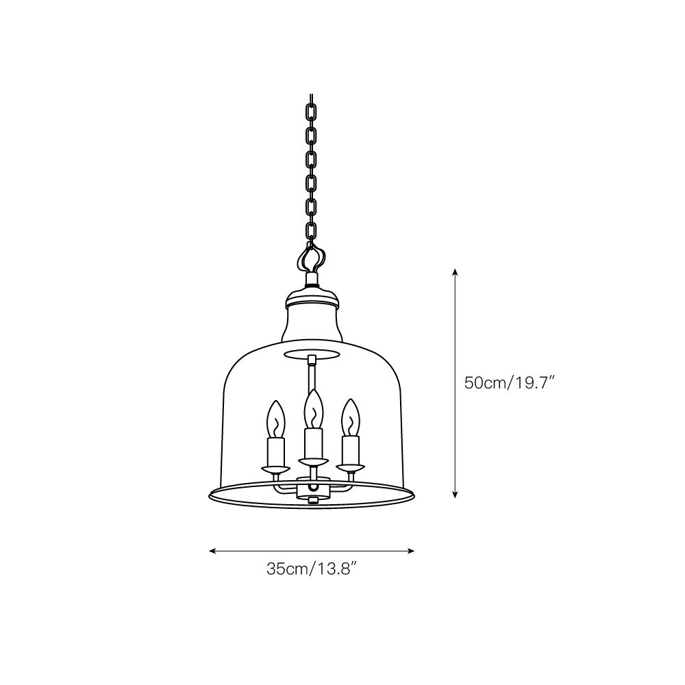 Hanglamp met glazen kap en metalen accenten voor eetkamer keuken hal woonkamer sfeervolle verlichting | Sulvida