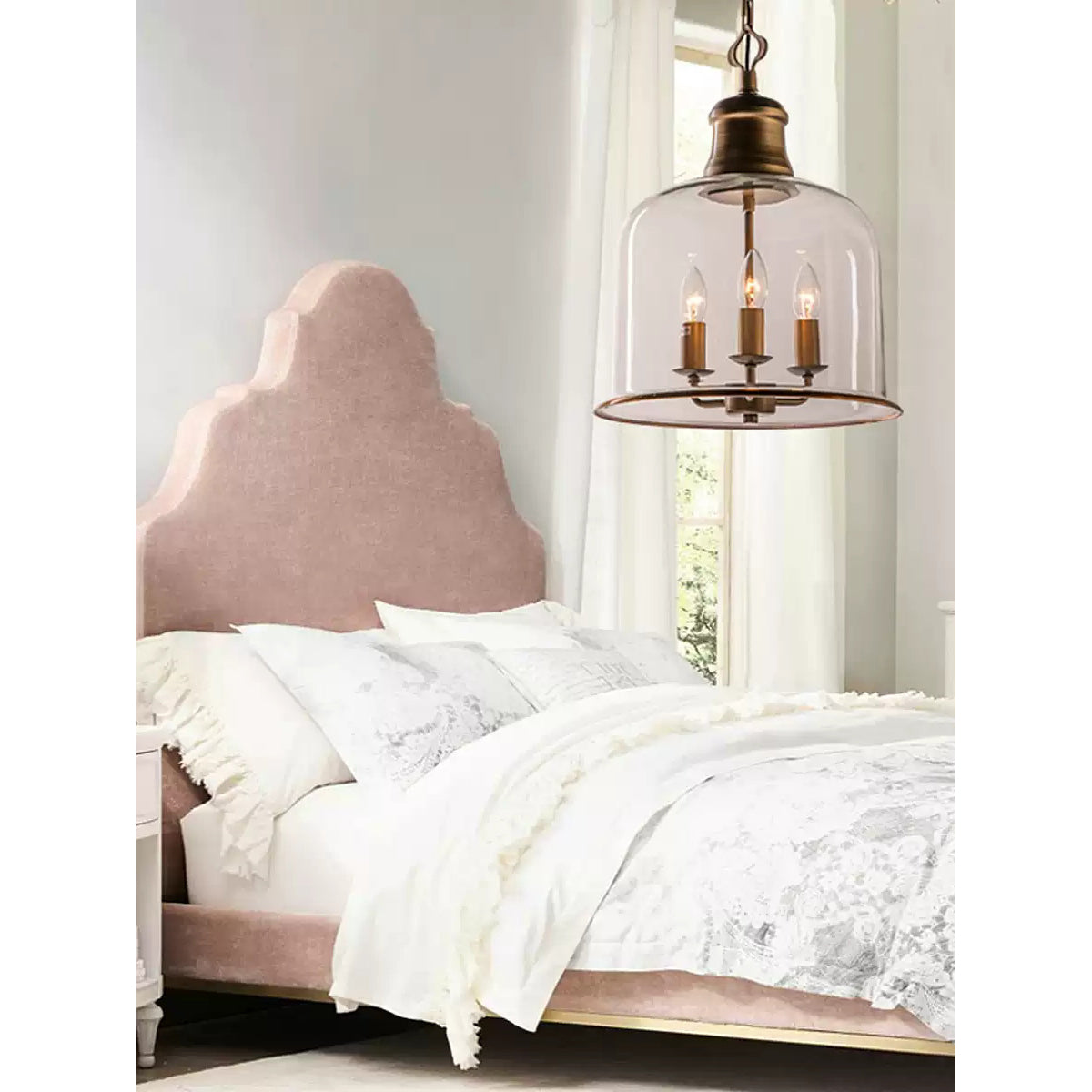 Hanglamp met glazen kap en metalen accenten voor eetkamer keuken hal woonkamer sfeervolle verlichting | Sulvida