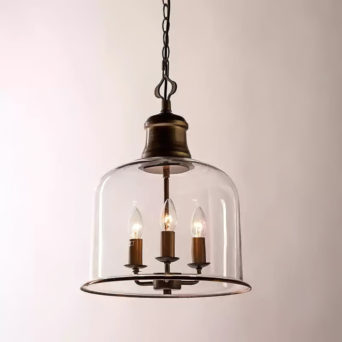 Hanglamp met glazen kap en metalen accenten voor eetkamer keuken hal woonkamer sfeervolle verlichting | Sulvida