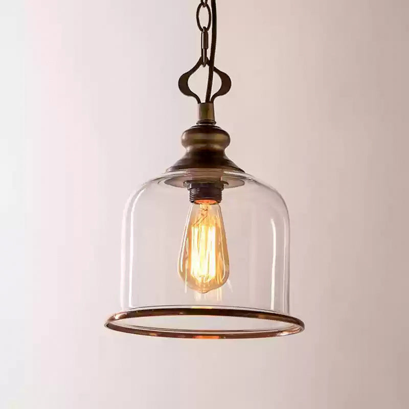 Hanglamp met glazen kap en metalen accenten voor eetkamer keuken hal woonkamer sfeervolle verlichting | Sulvida